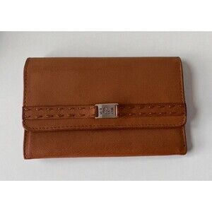 Pelle Studio Trifold Leather Wallet Camel Brown Women's Credit Card Slots Change